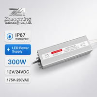 Alimentation LED à découpage ZMIN 300W AC 110-265V, boîtier aluminium, étanche IP67, ultra-mince, 12V 24V, avec garantie de 3 ans