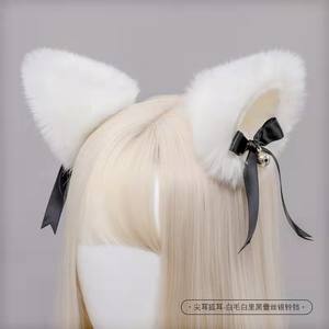 Fermaglio per Capelli con Orecchie di Gatto alla Moda per Ragazze, Accessorio per Capelli Ispirato agli Anime con Fiocco in Peluche per Cosplay da Cameriera - Product Image 4