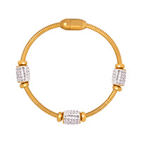 Haut de gamme mode luxe filles en acier inoxydable fermoir magnétique Bracelet pierres précieuses serpent os chaîne cristal or Bracelets pour les femmes