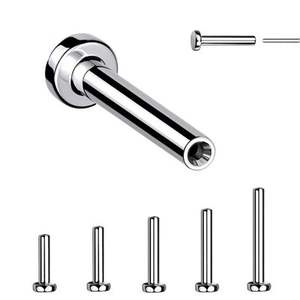 Titanium draadloze push-pin zirkoon bezel set labret oorringen met platte achterkant 16G hypoallergeen - Product Image 3