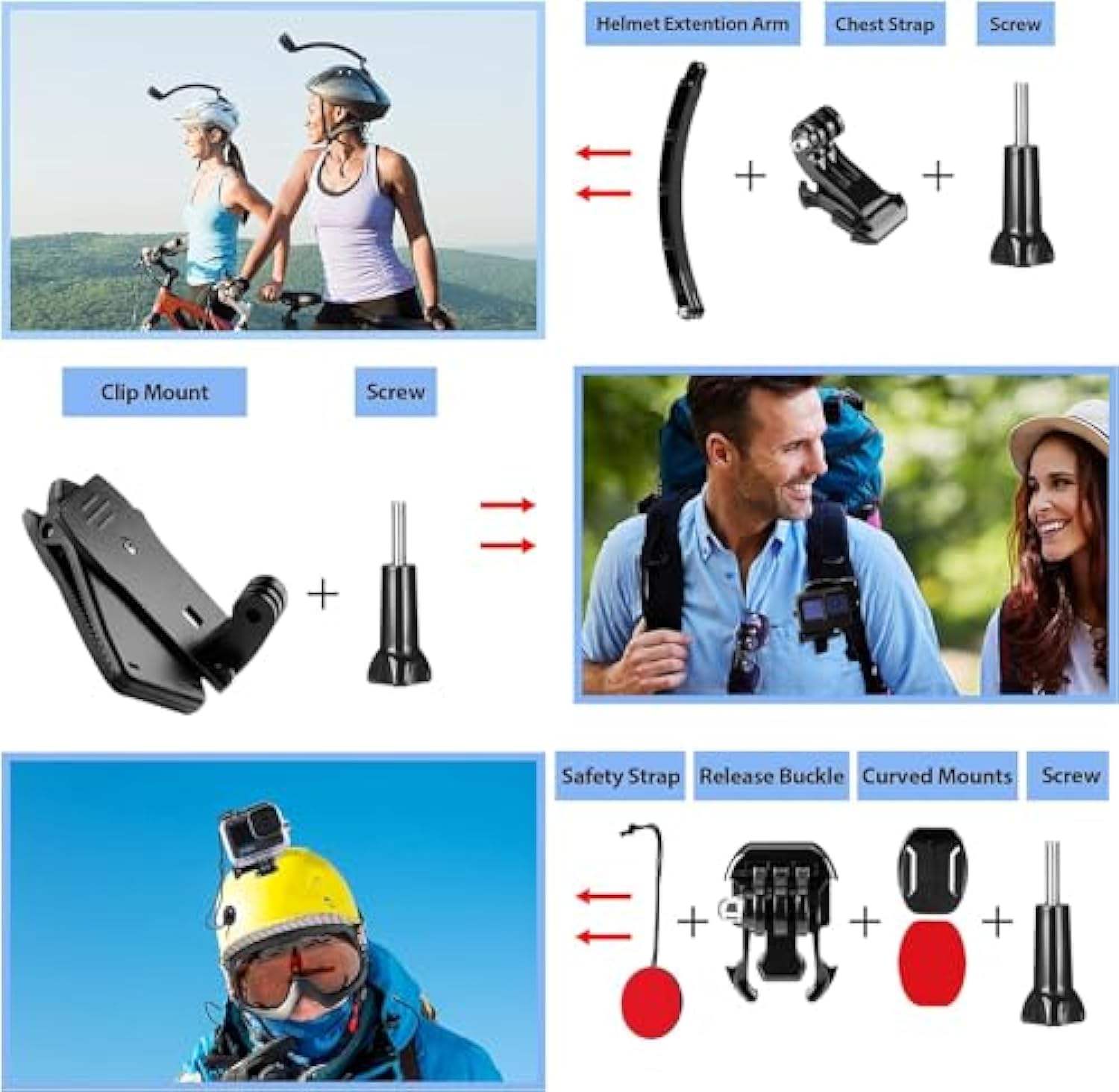 HONGDAK Hot for gopro Hero 13 12 Black 11 10 9 8 7 Camera Accessories Motorcycle Mount for Go Pro Accessories Set 61 in 1