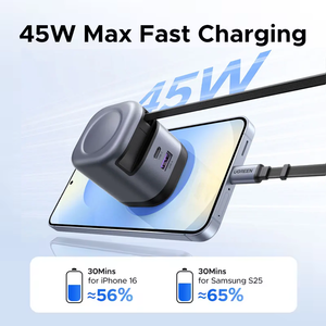 <span class=keywords><strong>Cargador</strong></span> UGREEN GaN de 45W con Cable Retráctil UFCS PPS QC para iPhone 16 15 Pro <span class=keywords><strong>Samsung</strong></span> S25 iPad Macbook PD 3.0 <span class=keywords><strong>Cargador</strong></span> Rápido - Product Image 4