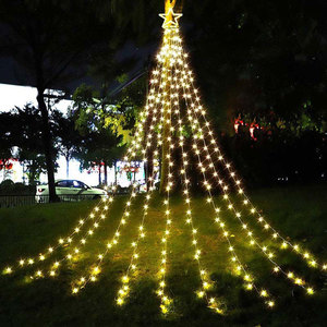 Luz LED de <span class=keywords><strong>cascada</strong></span> para árbol de Navidad, guirnalda de luces LED de estrellas que cambian de color blanco cálido y colorido, 350 LEDs - Product Image 1