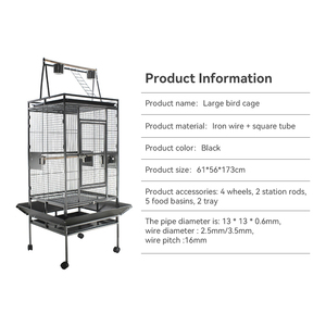 Nouvelle Arrivée Offre Spéciale Cage à Oiseaux de Luxe en Fer 61*56*173cm <span class=keywords><strong>Grande</strong></span> Maison Spacieuse pour Oiseaux, Perruches, Ara, Cage à Perruches à Vendre - Product Image 2
