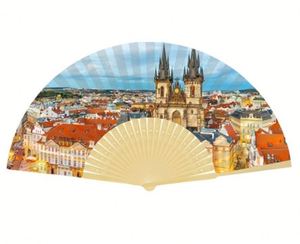 Factory Direct Hot Summer Outdoor White Wedding <b>Gift</b> Custom Design Printed Bamboo Crafts Fan with Plastic Handle Hot Promotion - Product Image 4