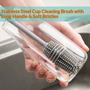 Plastic Long-Handled Cup Brush Cleaning <b>Tool</b> for Water Bottles Removes Tea Stains No Dead Spots Soft Rubber <b>Small</b> Brush - Product Image 2