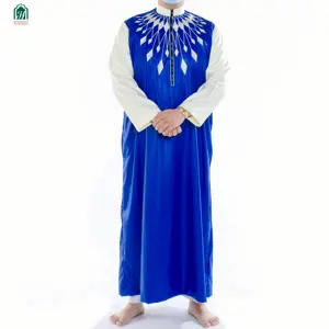 穆斯林仿丝绸长袍刺绣立领THOBE ARAB设计DAFFAH THOBE GALABIA THAWB CAFTAN男士礼服