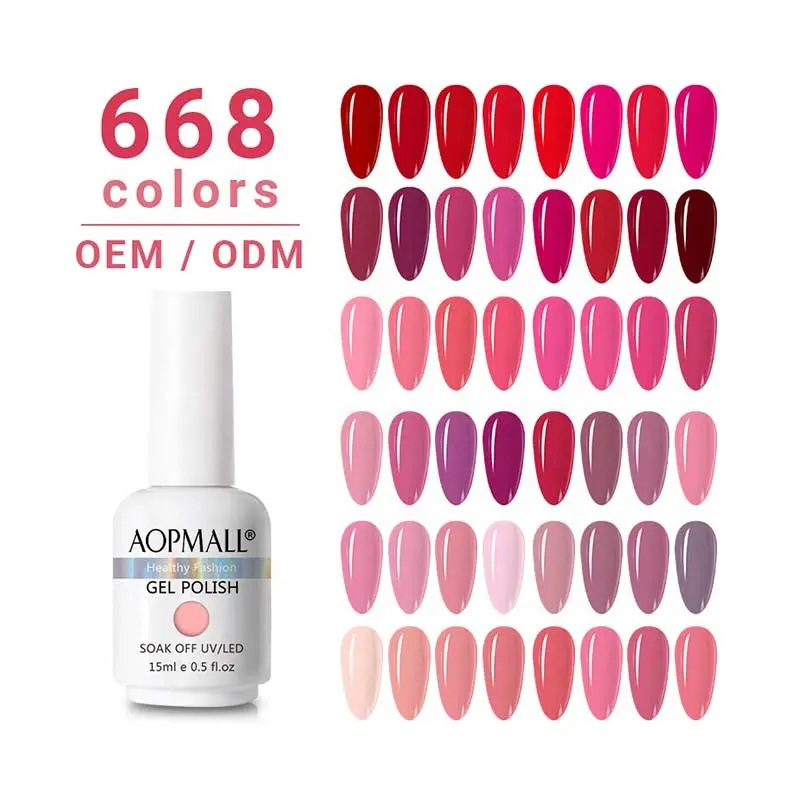 Aopmall Nail Suppliers Uv Gel Factory Long Lasting 1000+ Colors Nails Gels Soak Off Private Label Gel Nail Polish