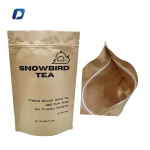 Pochettes de stratification en papier kraft à glissière biodégradable pour sac d'emballage alimentaire