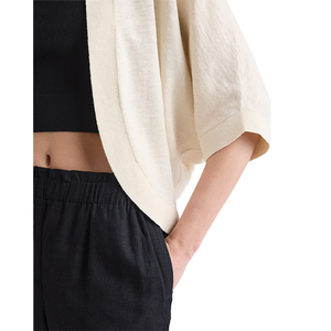 Maglione da <span class=keywords><strong>donna</strong></span> in <span class=keywords><strong>maglia</strong></span> Kimono leggero Kimono Bolero Jersey di cotone lavorato a <span class=keywords><strong>maglia</strong></span> con manica corta estiva personalizzata all'ingrosso - Product Image 3