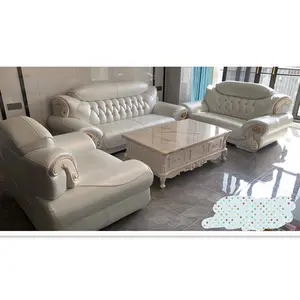 Modern solid wood frame leather living room sofa, 2+3 seat comfortable American sofa