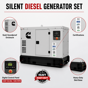เครื่องกำเนิดไฟฟ้าดีเซล Cummins Weichai 300kVA 240kW แบบเงียบเก็บเสียง สามเฟส 50Hz 60Hz สำหรับสำรองไฟฟ้าในอุตสาหกรรมและพาณิชย์ - Product Image 2
