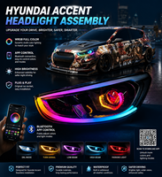 Nouvel ensemble de phares LED à commande par application Bluetooth pour Hyundai Accent Sedan 2013 2018 2019 2020 2021 2022