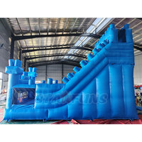 Structure gonflable combinée avec toboggan bleu pour enfants, toboggan sec gonflable pour jardin, fête d'anniversaire, location commerciale