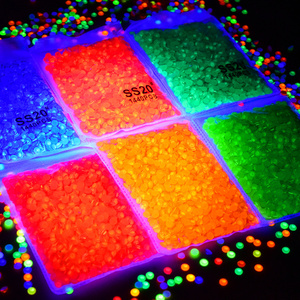 OLeeya Same Cut Neon Fluorescent Glass Flat Back Non Hotfix Rhinestones Sparkle Crystal Rhinestone Bulk For <b>Dress</b> DIY Decoration - Product Image 3