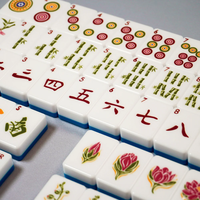 Tuiles de Mahjong américaines classiques personnalisées pour 4 joueurs |   Tapis en bambou ODM, esthétique de la culture chinoise classique, panda, dragon