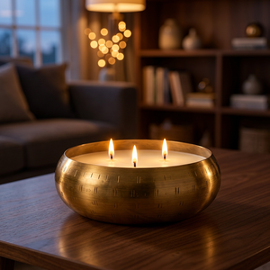 BuildtoSuit Crown Metal Bowl <b>Soy</b> <b>Wax</b> Handmade Organic Environment-Friendly Modern Decorative Gold Diwali Christmas Dripless - Product Image 4