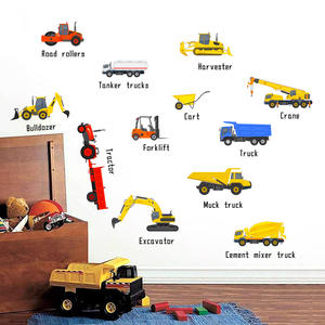 Autocollant mural de véhicule d'ingénierie d'excavation dessin animé véhicule d'ingénierie Cognition carte décalcomanies salon <span class=keywords><strong>papier</strong></span> <span class=keywords><strong>peint</strong></span> décoratif - Product Image 2