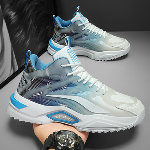 Chaussures de basketball montantes en microfibre pour hommes, idéales printemps-été, design sportif polyvalent, souples, antidérapantes et résistantes à l'usure - Product Image 3