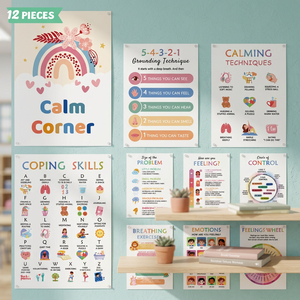 Affiche de santé mentale pour la maternelle : coin paisible, inspiration, décoration, tableau des sentiments des enfants, imprimé offset sur papier - Product Image 6