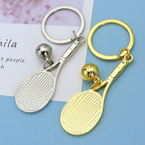Vintage High Aesthetic Custom Iron Laser Engrave Logo Metal Pendant Travel Commodity Collectible Tennis Racket Keychain