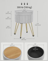 Tabouret de maquillage en velours avec 4 pieds en métal pour chambre, salon, petit tabouret ottoman avec rangement