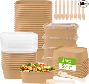 Hot Sale Disposable Biodegradable Food Grade Oil-Proof 16OZ Lunch <b>Box</b> PE/PLA Lining Snack Salad Fast Food Restaurant Packaging - Product Image 6