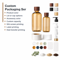 Botellas de Plástico PET Transparentes de 125 ml y 250 ml, Forma Redonda, con Tapa de Rosca, para Lociones, Champú, Gel de Ducha para Bebés, Pedido Mínimo