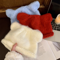 Gorro de lana unisex con orejas de monstruo, estilo adorable, cálido para invierno, con diseño que cubre los dedos de los pies