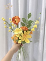 Buket Bunga Mawar Rajut Katun Grosir - Ornamen Rajutan Tangan Mewah Tahan Lama untuk Pernikahan, Hari Ibu, dan Hari Thanksgiving Baru