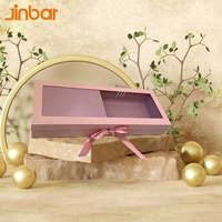 Solutions d'emballage Jinbar, grandes boîtes en carton avec boîte cadeau en soie rose, fleur transparente pour Noël, boîte cadeau en papier pour demoiselle d'honneur