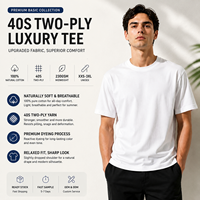 T-shirt en coton 100% en gros, 230 g/m², 40S, double fil, qualité supérieure, épais, uni, personnalisable avec logo, unisexe, vierge