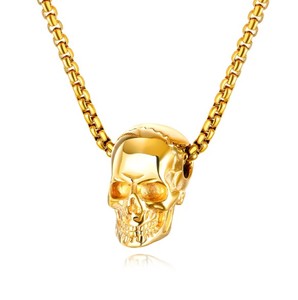 Collier pendentif crâne <span class=keywords><strong>vintage</strong></span> Halloween en acier inoxydable avec chaîne en corde, style punk pour homme, cadeau pour fiançailles, mariage, fête, anniversaire - Product Image 3