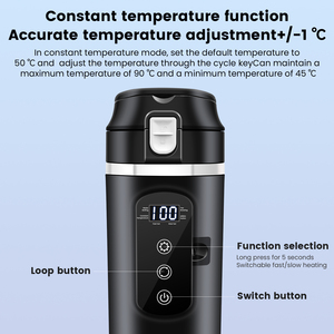 Tasse chauffante pour voiture Tasse bouillante grande capacité en acier inoxydable 304 <span class=keywords><strong>Thermos</strong></span> Tasse électrique intelligente intégrée - Product Image 5