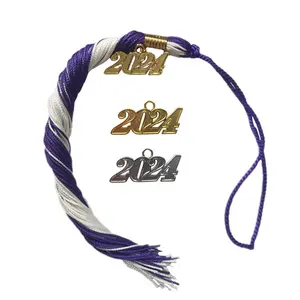 Roxo/branco de duas cores cor dupla Graduação Tassel 2024 graduação borlas