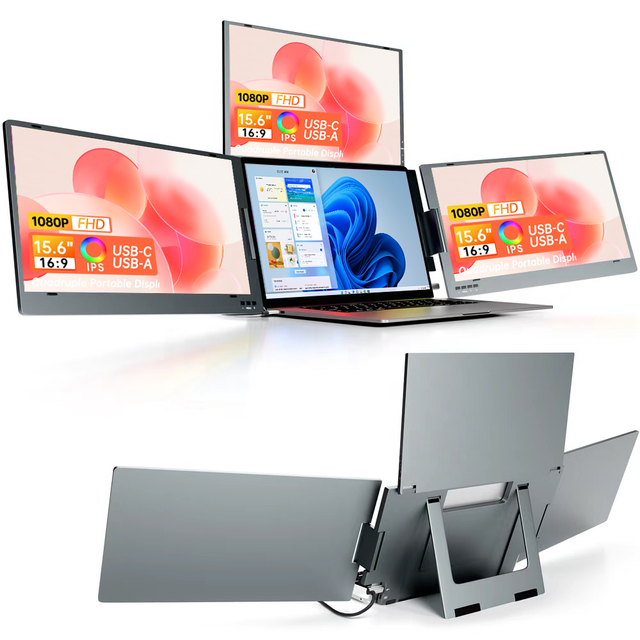 Eimio 15.6 Inch 1080P IPS Portable Quad Monitor USB-C Laptop Screen Extender for Windows Notebook Laptop Screen Extender OEM ODM