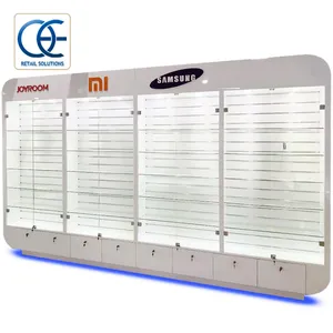 Customized Wood Mobile Phone Display Cabinet Showcase Interior Furniture Design For Mobile Shop