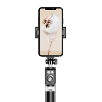 Trépied Intégré Télécommande pour Téléphone Portable et Bâton à Selfie Universel Android iOS avec Lumière d'Appoint Beauté