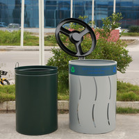 Poubelle extérieure ronde en métal galvanisé, bac à déchets pour jardin, rue, poubelle commerciale en acier