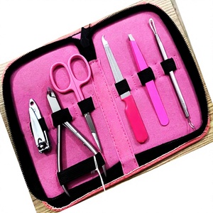 Kit de manucure professionnel ASAPPink, ensemble de soins des ongles, outils de manucure et pédicure en acier inoxydable, coupe-ongles 3-en-1, étui rose pour - Product Image 1