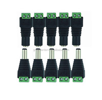 Adaptateur Jack DC5.5*2.1mm Connecteur DC 2 broches Mâle Femelle Prise d'alimentation DC pour CCTV Bande LED Monochrome