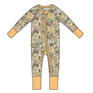 OEM Toptan Bebekler Yürümeye Başlayan Çocuklar Günlük Çeşitli Karakter Baskılı Bambu Uzun Kollu Çift Yönlü Fermuarlı Sonbahar Unisex Tulum - Product Image 5