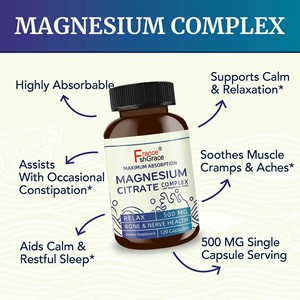Fabricante de Suplemento de Citrato de Magnesio Certificado por GMP, 500 MG, Apoyo para la Relajación, Salud de los Nervios y Huesos, 60 Cápsulas de Magnesio - Product Image 3