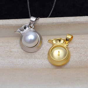 S925 <b>Silver</b> Money <b>Bag</b> Pendant 9mm Mabe Pearl Holder DIY Jewelry Charm Fine Pendant Accessory - Product Image 5