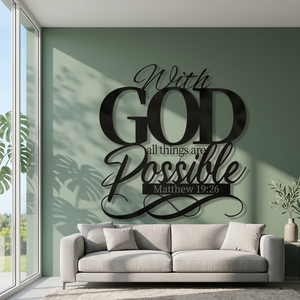 Décoration murale en métal « Avec Dieu, tout est possible », en acier inoxydable découpé au laser, décoration moderne pour la maison, à fixer au mur - Product Image 5