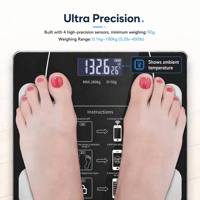 Balance numérique intelligente Conridel 180 kg avec écran LCD automatique, verre trempé, mesure IMC, compatible application mobile