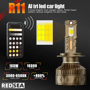 Redsea 160W APP contrôle voiture phare <span class=keywords><strong>LED</strong></span> couleur variable lumière <span class=keywords><strong>LED</strong></span> H1 H3 H8 <span class=keywords><strong>H9</strong></span> H11 9005 9006 phare automatique <span class=keywords><strong>LED</strong></span> H4 <span class=keywords><strong>Led</strong></span> H7 ampoules - Product Image 2
