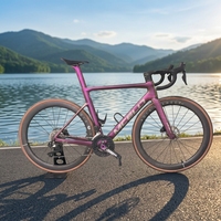 Bicicleta de Carretera de Fibra de Carbono para Adultos, Completamente de Carbono, con Cambio Electrónico Di2 105, Frenos de Disco, para Carreras, Entrenamiento y Recorridos Largos