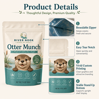 Sachet Doypack refermable à fermeture éclair, mat, de qualité alimentaire, 80g, imprimé sur mesure, pour poisson cuit au four, légumes et friandises pour animaux – Choix populaire