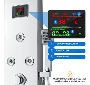 Grifo de <span class=keywords><strong>ducha</strong></span> de un solo Mango, cabezal de <span class=keywords><strong>ducha</strong></span> de lluvia de cascada pulida, chorros de masaje para SPA, <span class=keywords><strong>torre</strong></span> de visualización de temperatura de agua Digital - Product Image 4